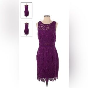 Lauren Purple Lace Sleeveless Cocktail Dress